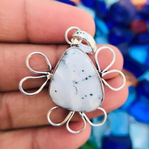 Natural Dendritic Agate Sterling Silver Pendant ! Dendritic Gemstone Pendant ! Dendritic Agate 92.5 Sterling Silver Jewelrry -1.80" Inch