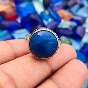 Natural Lapis Lazuli Sterling Silver Ring - Size 9