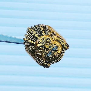 11" US Gold Plated Brass Ring- Face Gold Plated Ring 18K Gold Ring - Face Gold Metal Ring - Tiger Fashion Jewellery