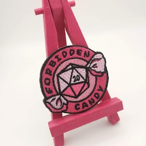 Forbidden Candy Embroidery Patch, Dungeons and Dragons Gifts, Dice Accessories, DND D20 Patches