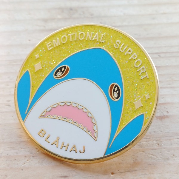 Emotional Support Blahaj, IKEA Shark Enamel Pin, Plush Toy Gifts