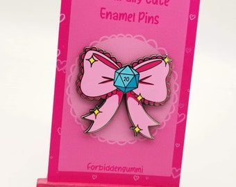 Kawaii DND Dice Bow Hard Enamel Pin