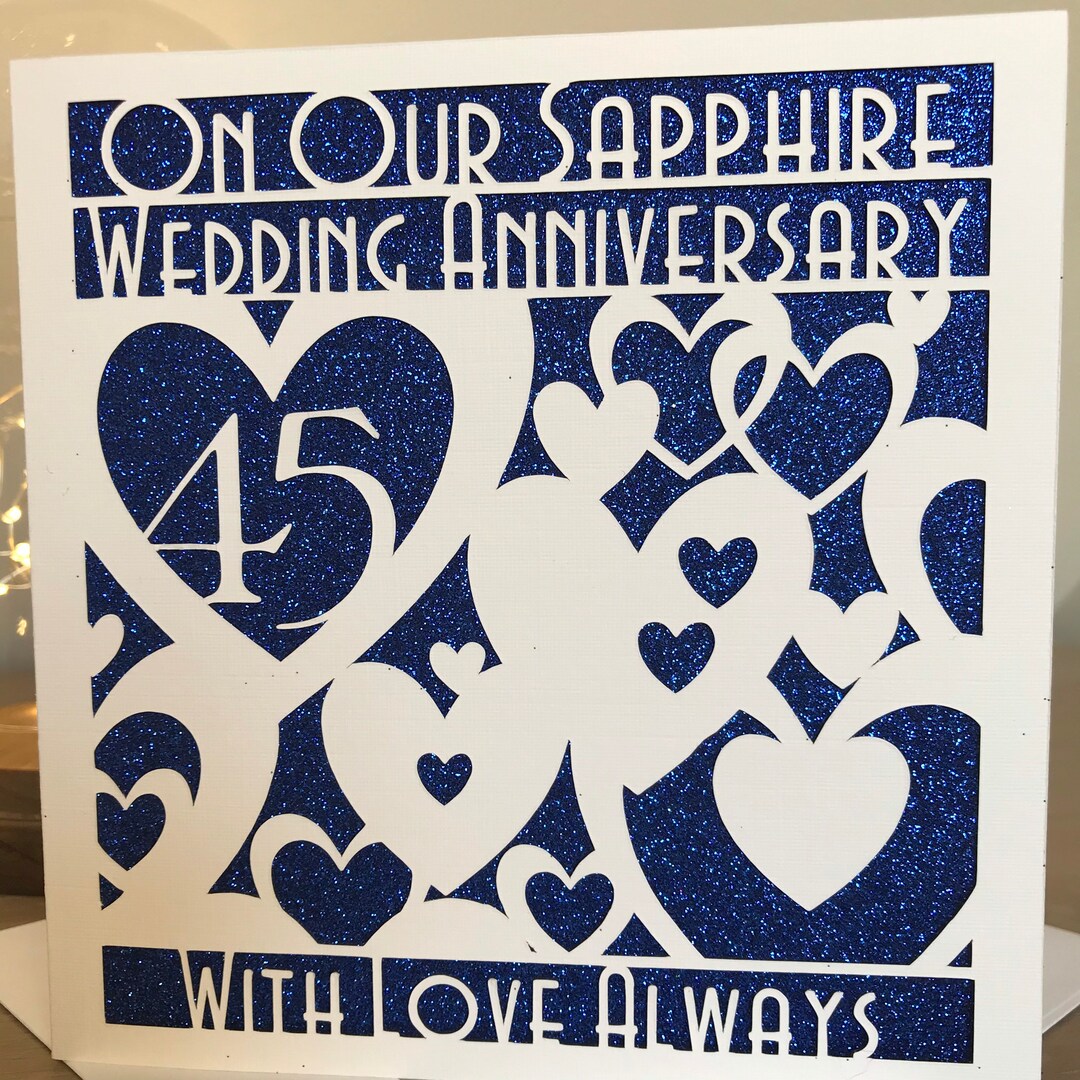Our Sapphire 45th Wedding Anniversary Handmade Card, Unisex - Etsy UK