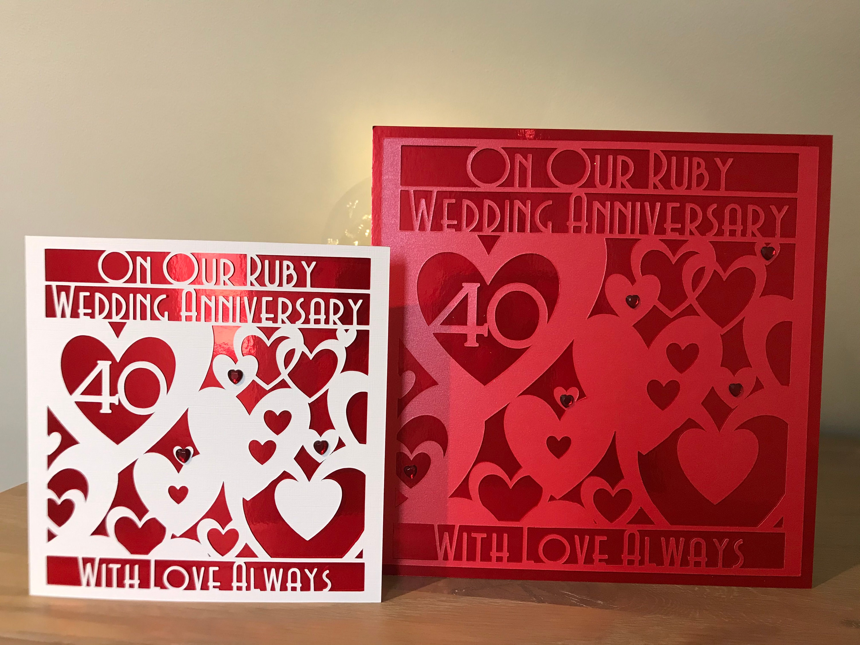 LARGE Ruby, 40th Wedding Anniversary Card, Husband or Wife, Unisex ...