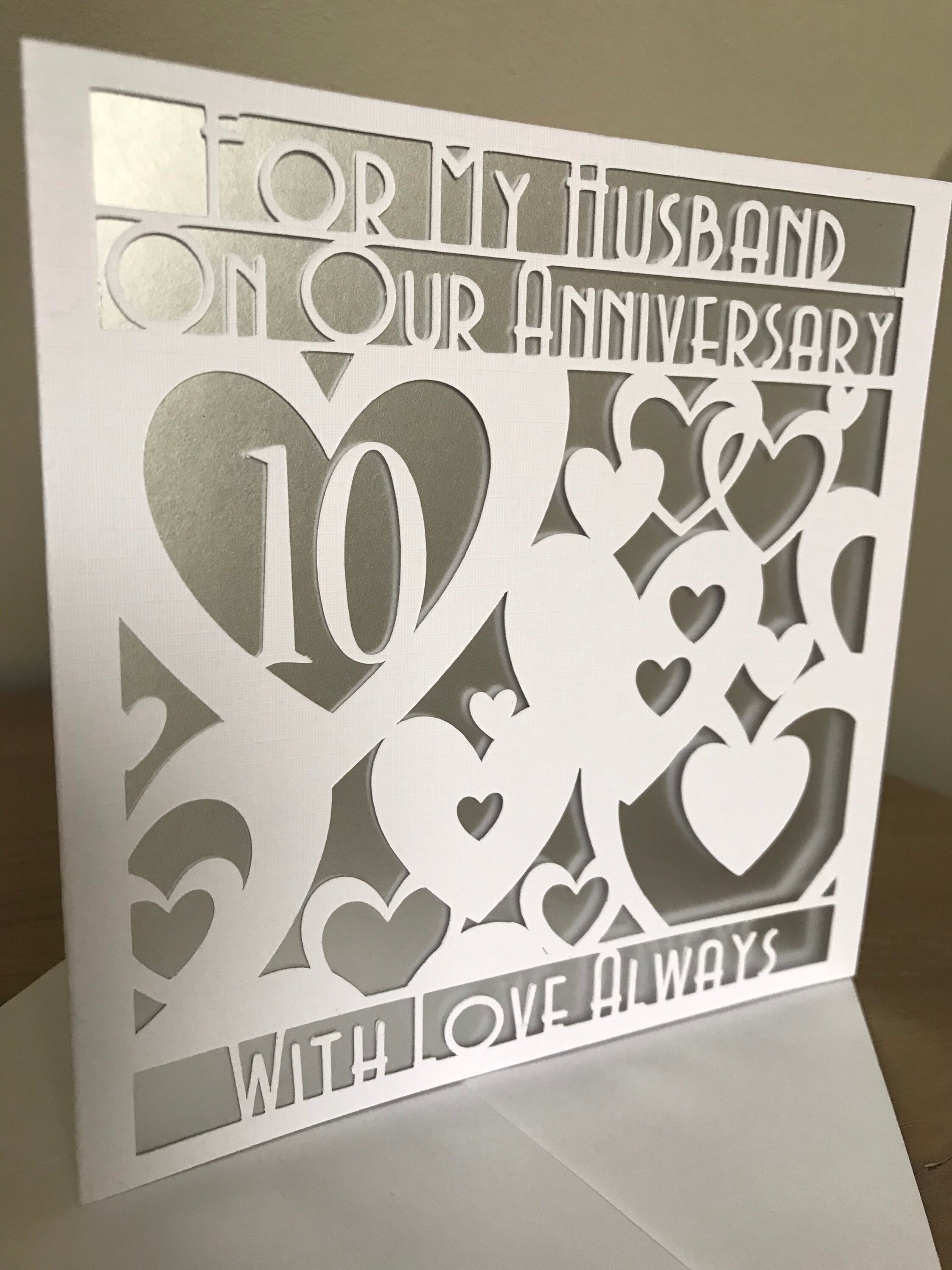Husband 10th Wedding Anniversary Card handmade | Etsy