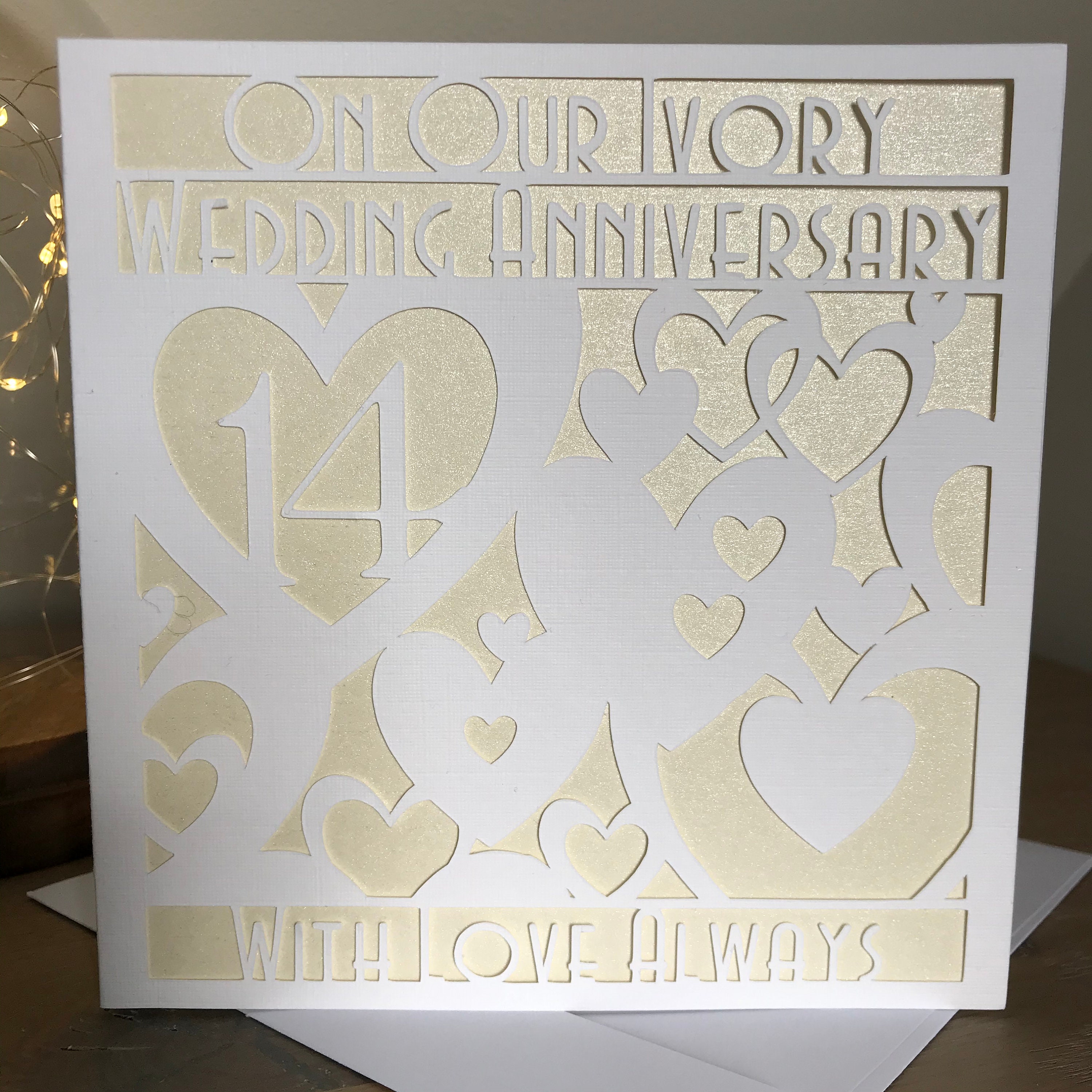 Our 14th Ivory Wedding Anniversary Card unisex Handmade | Etsy