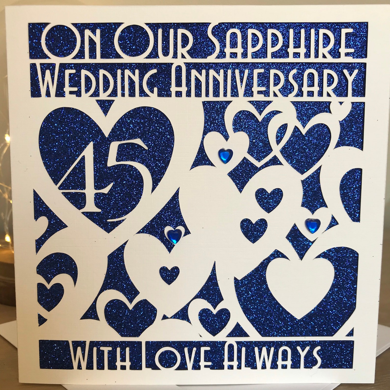 Our Sapphire 45th Wedding Anniversary Handmade Card, Unisex - Etsy UK