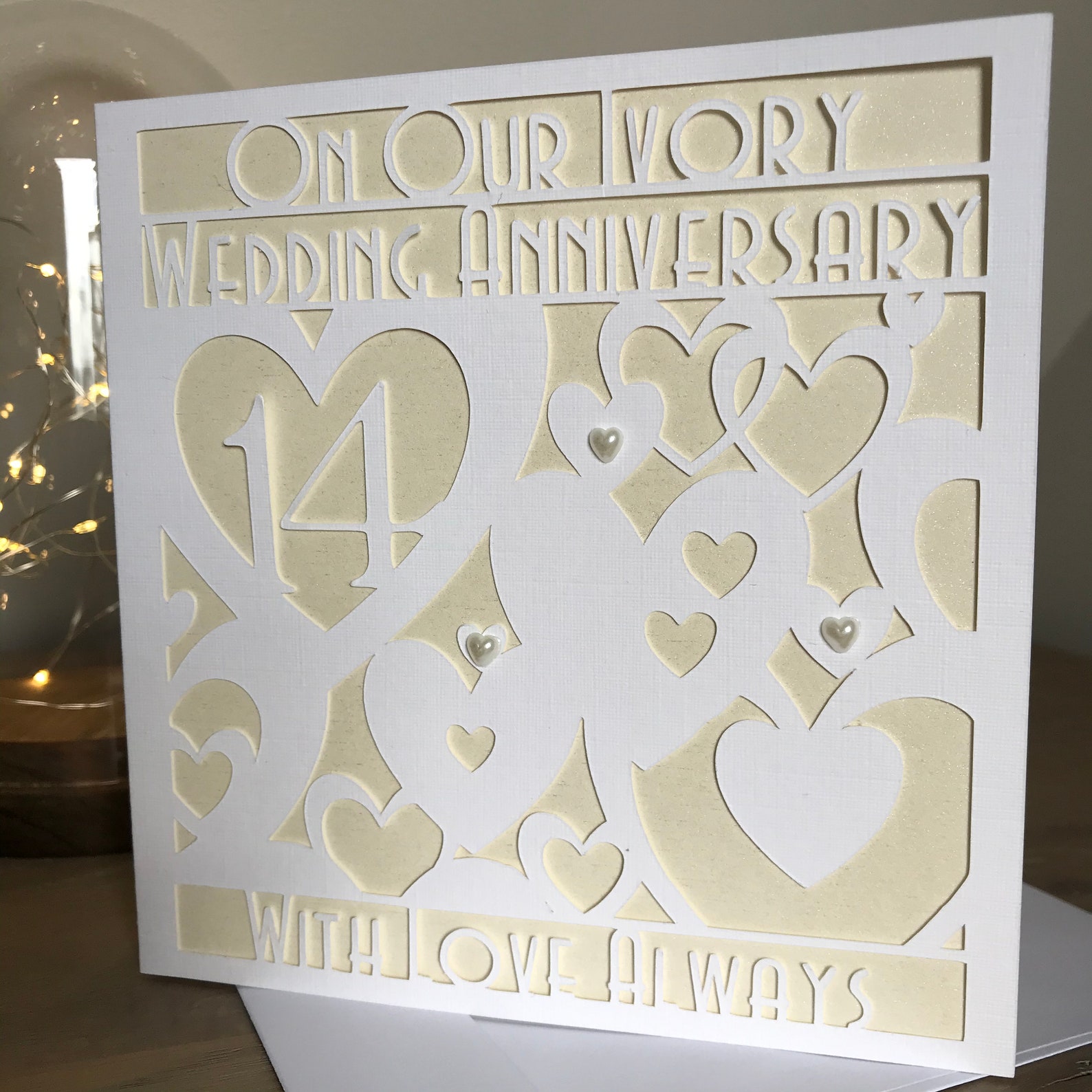 Our 14th Ivory Wedding Anniversary Card Unisex Handmade - Etsy UK