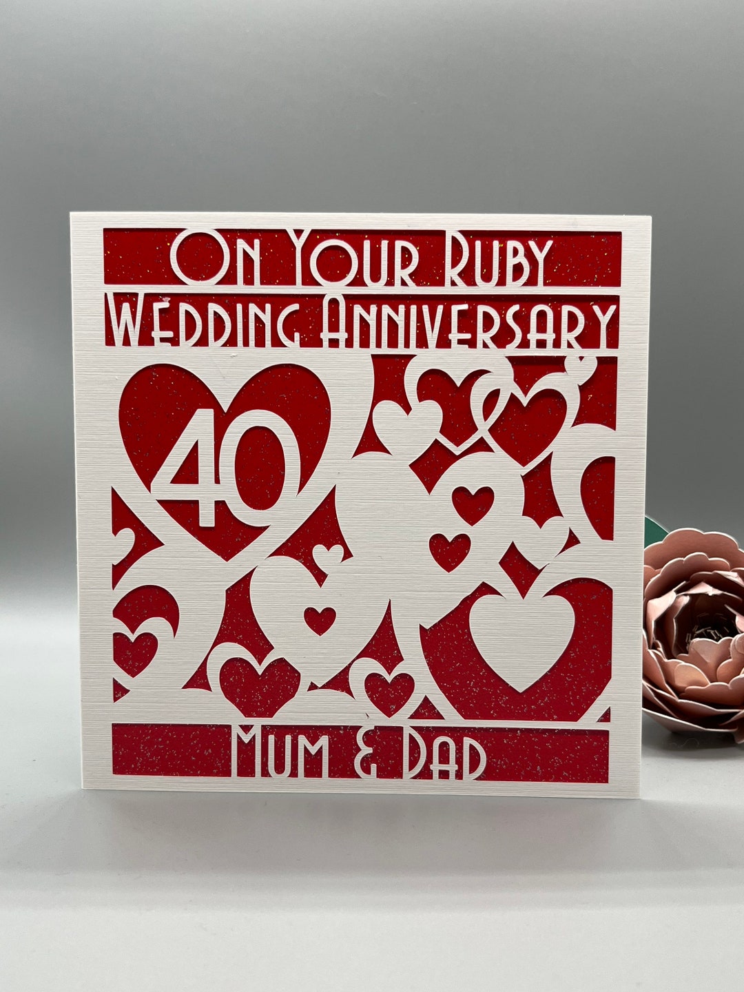Your Ruby 40th Wedding Anniversary Card Mum and Dad, Personalised, Any ...