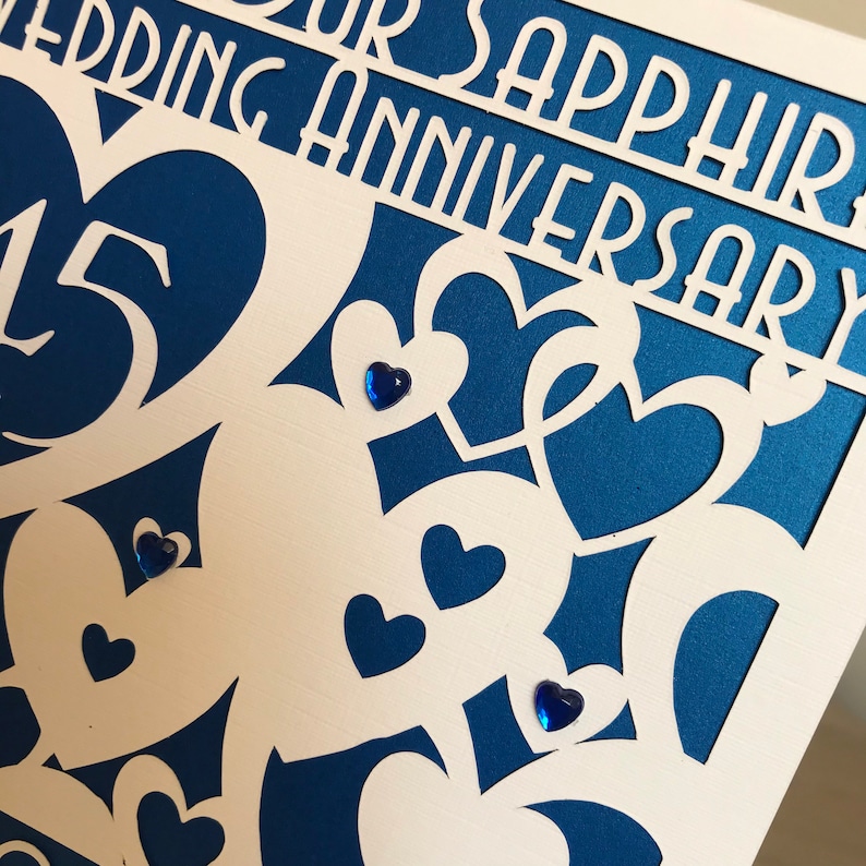 Our Sapphire 45th Wedding Anniversary Handmade Card, Unisex - Etsy UK