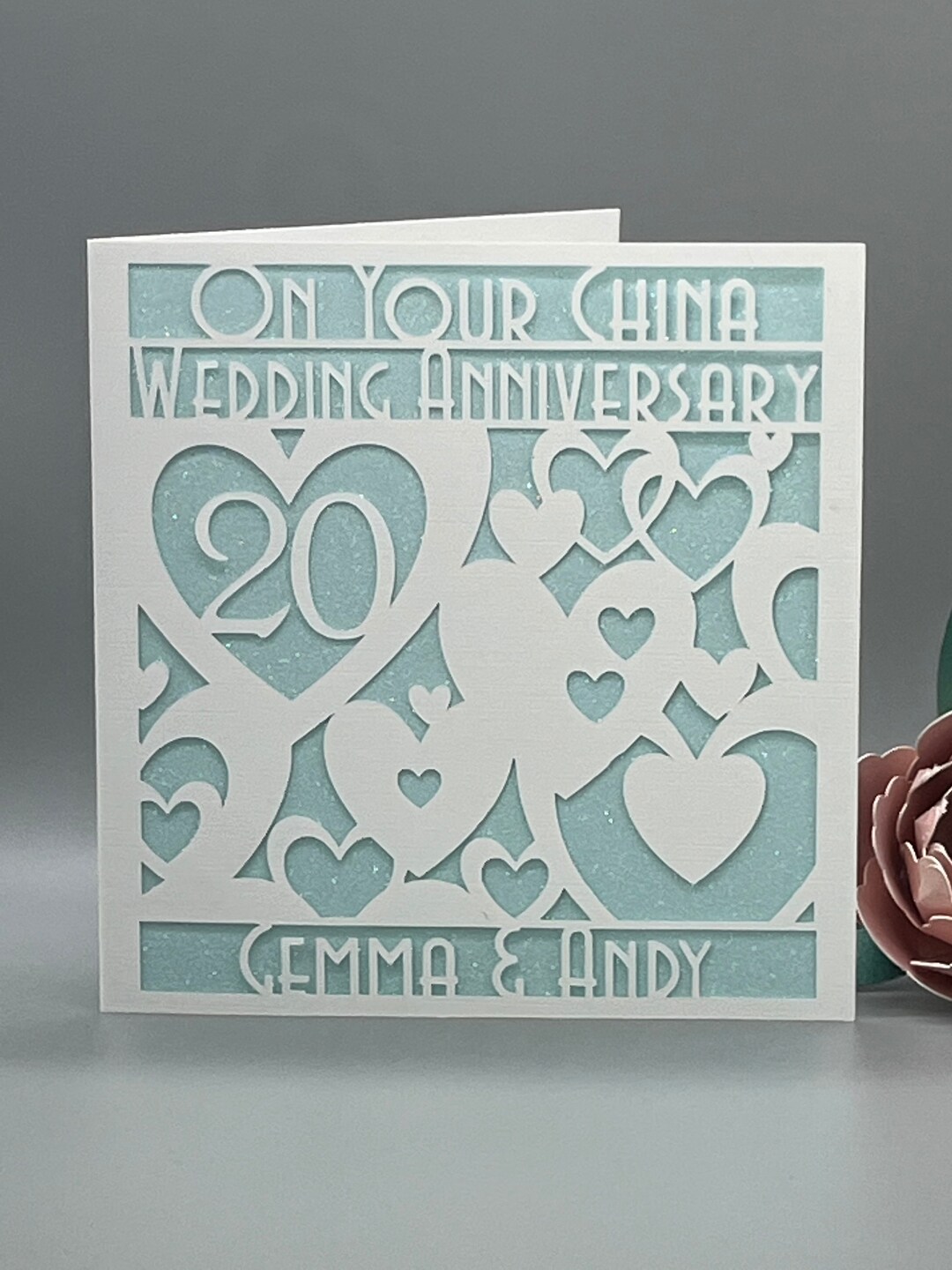 YOUR 20th Personalised China Wedding Anniversary Card, Papercut Etsy UK