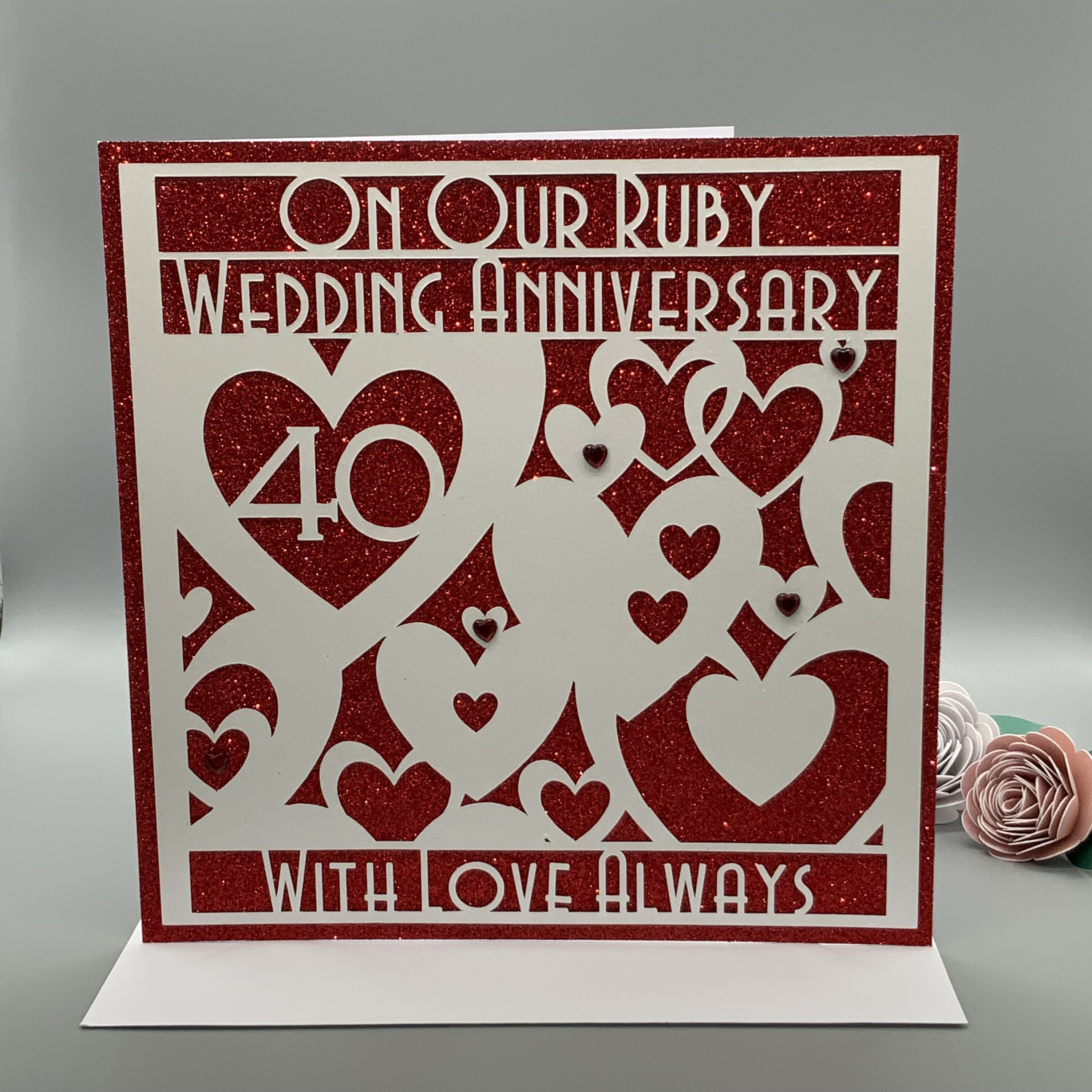LARGE Ruby, 40th Wedding Anniversary Card, Husband or Wife, Unisex ...