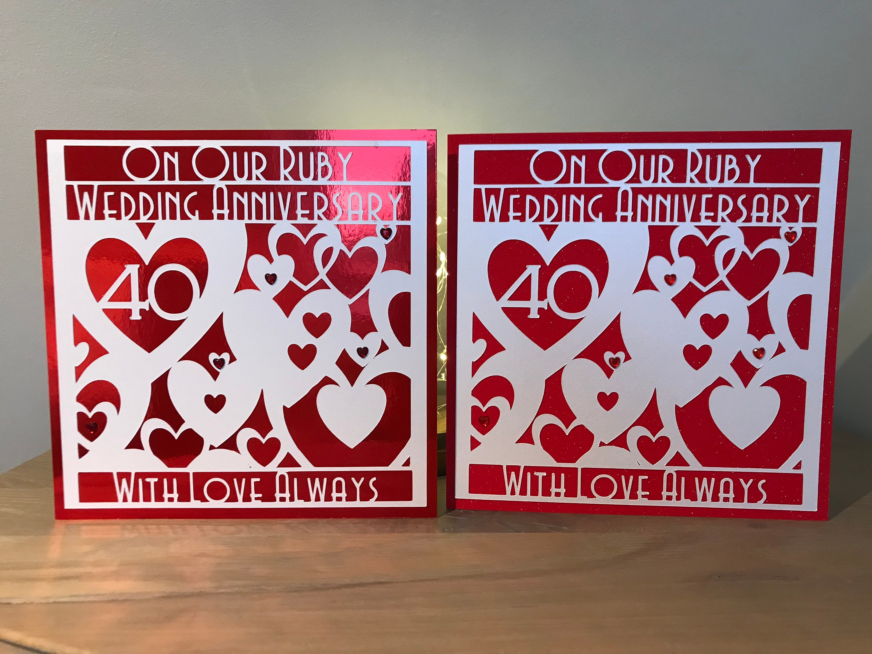 LARGE Ruby 40th Wedding Anniversary Card Husband or Wife - Etsy UK