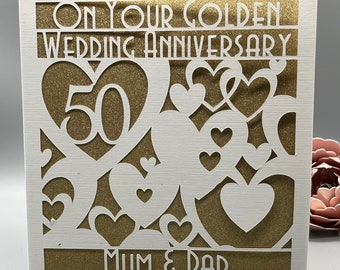 Your 50th Golden Wedding Anniversary card, Mum and Dad or Personalised