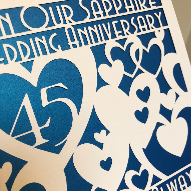Our Sapphire 45th Wedding Anniversary Handmade Card, Unisex - Etsy UK