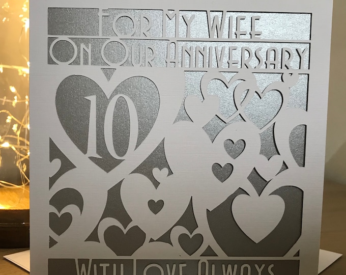 10th Anniversary Card Tin Wedding Gift 10th Aluminium Handmade ...