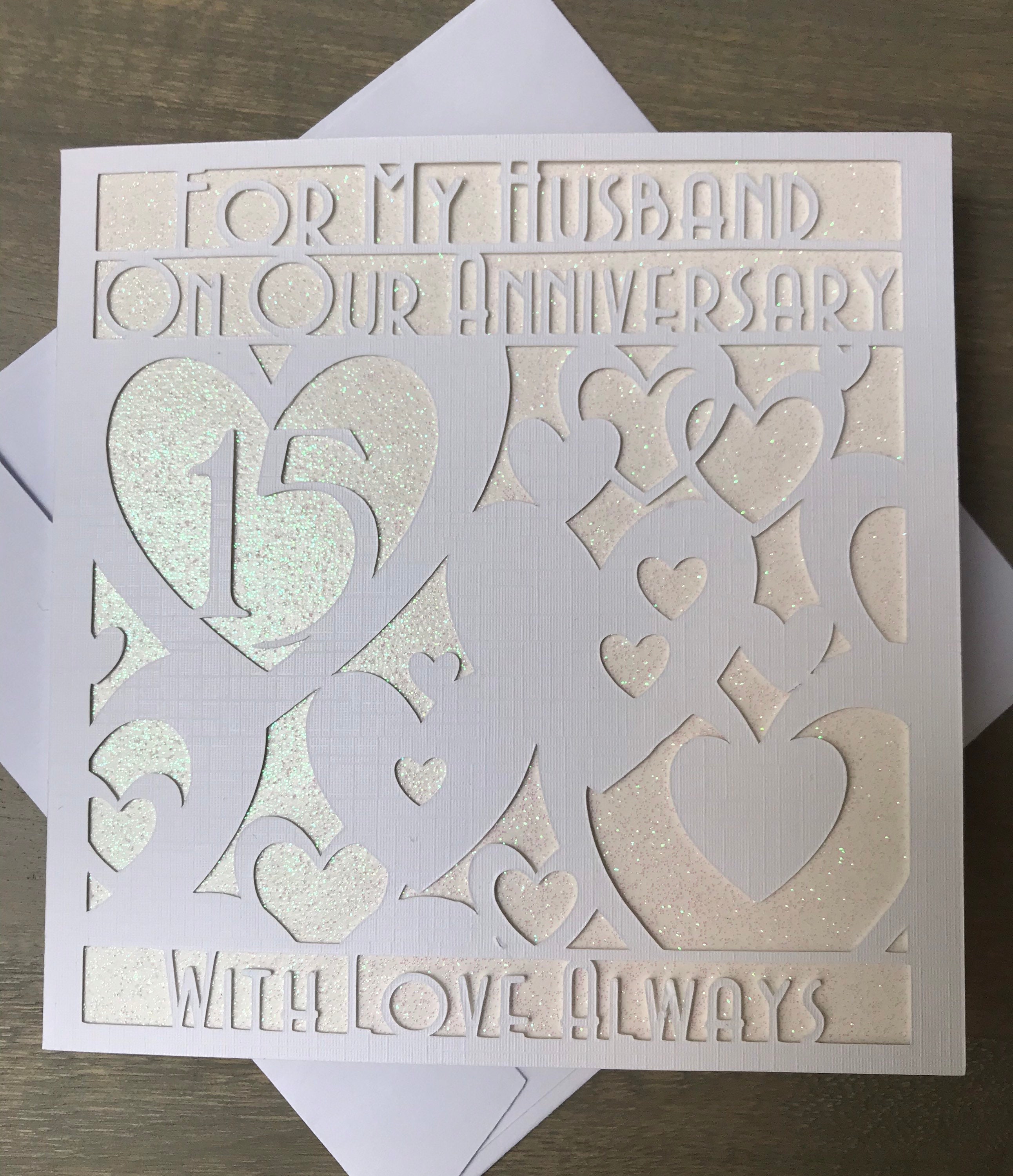 15th Crystal Wedding Anniversary Husband Handmade Card - Etsy UK