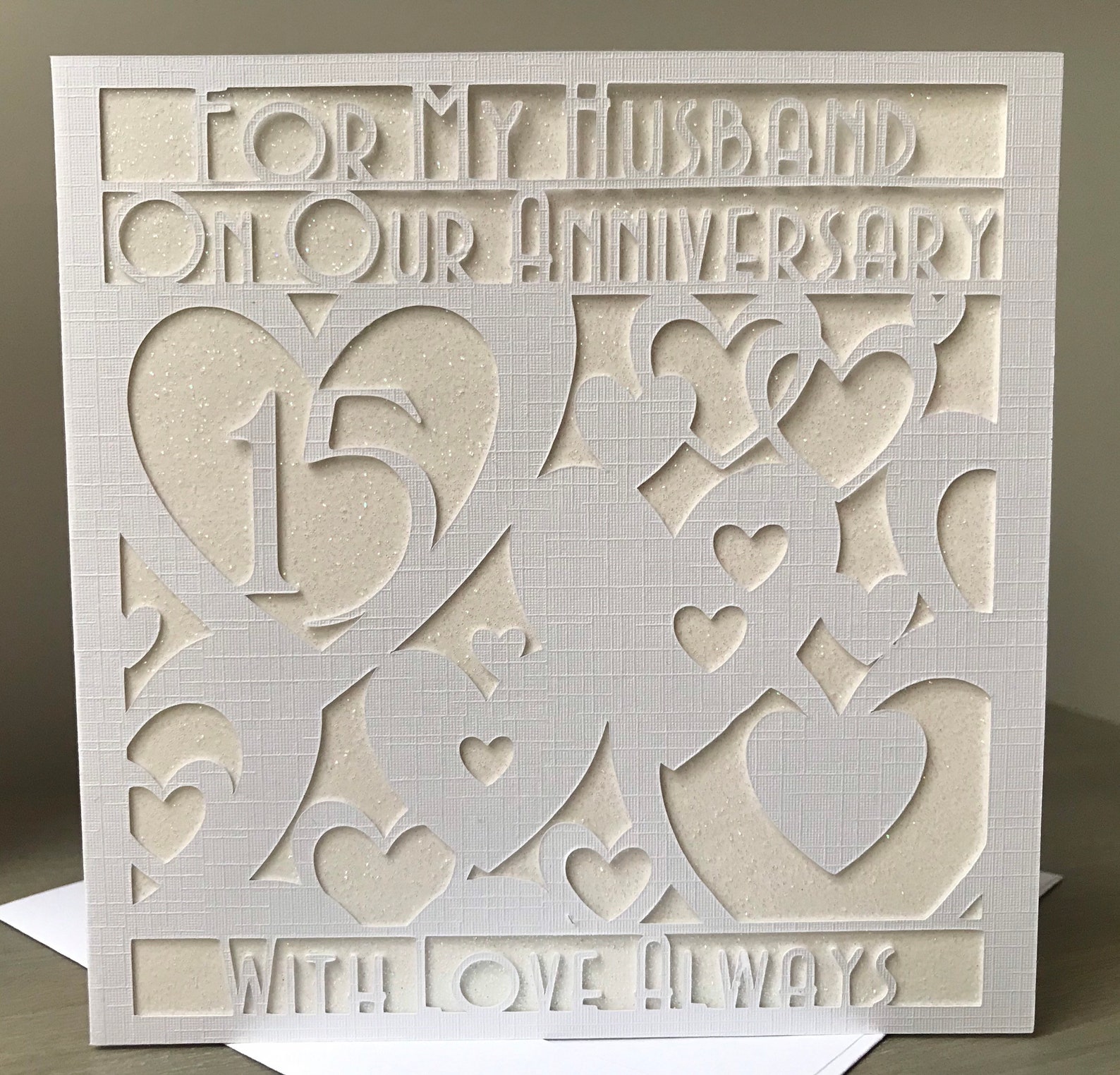 15th Wedding Anniversary Card Husband. Handmade - Etsy UK