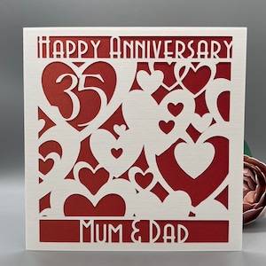 35th Coral Wedding  Anniversary Card,  Mum and Dad or Personalised.