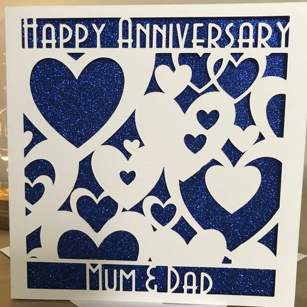 Personalised Papercut Wedding Anniversary Card, Any Name, Any Year!