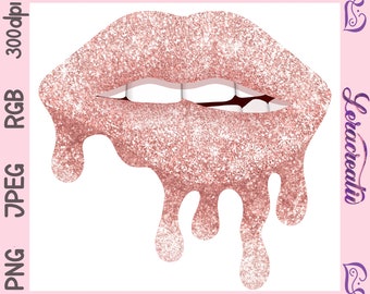 Rose Gold Kisses Glitter Foil Lips Clipart Custom | Etsy