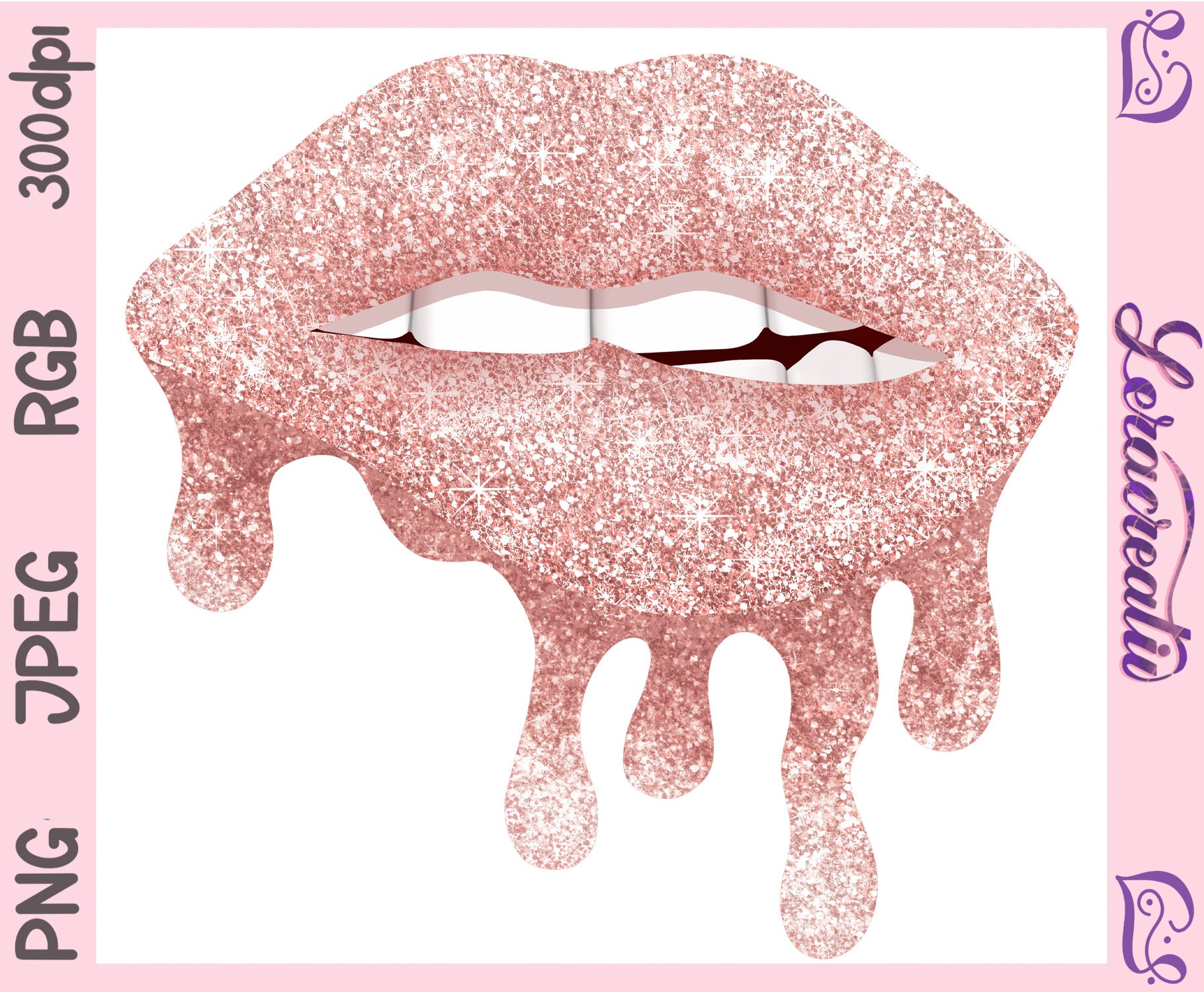 Louis Vuitton glitter lips - Limited Edition of 10 Mixed Media by