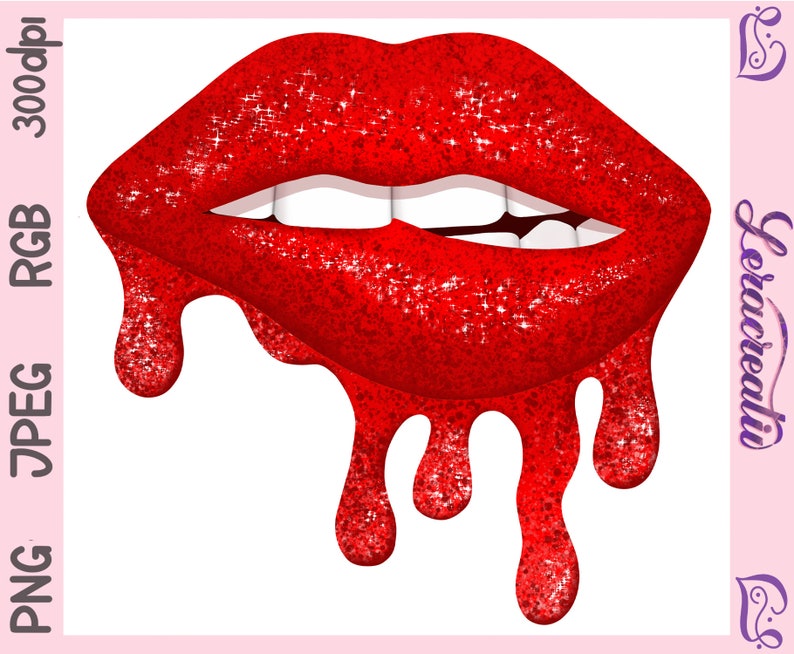 Download Dripping lips png sublimation design glitter lips | Etsy