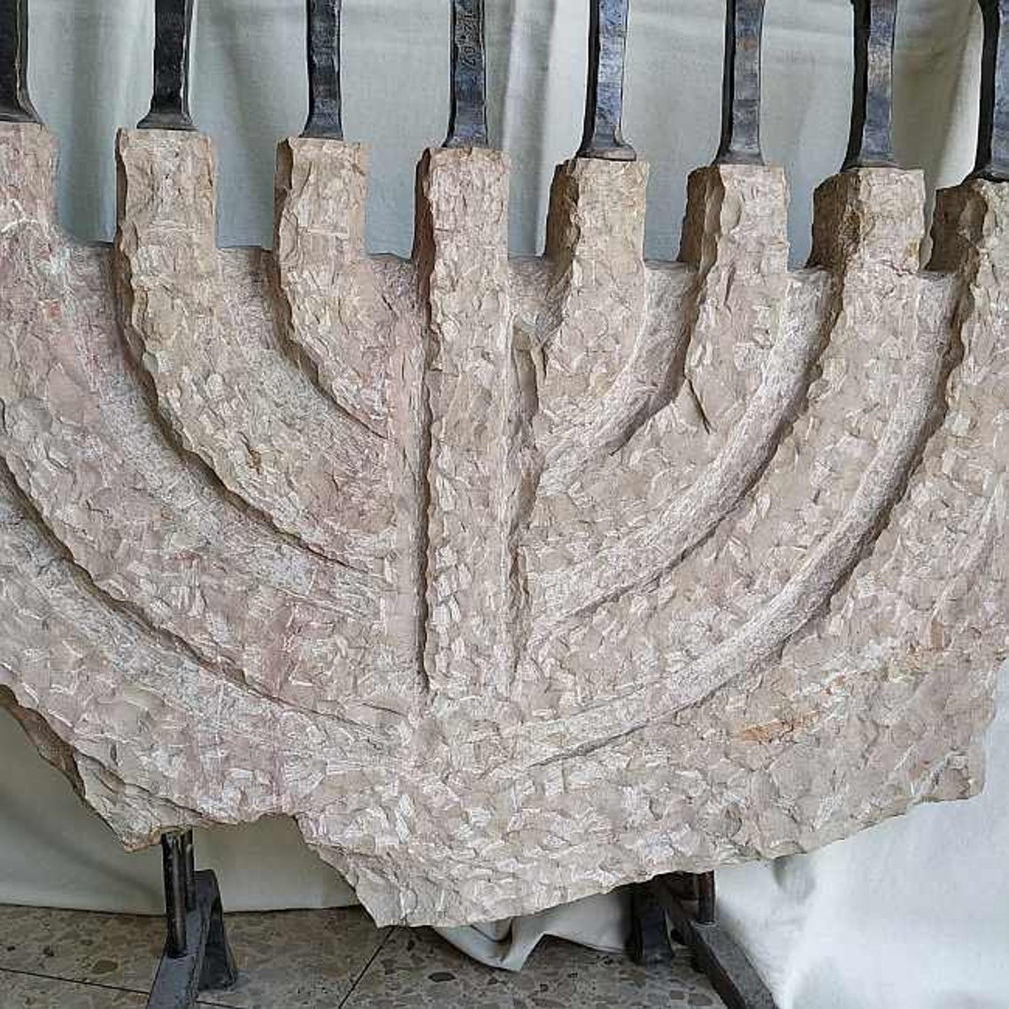 Menorah Sculptured Jerusalem Stone handmade by B. Dov. Etsy