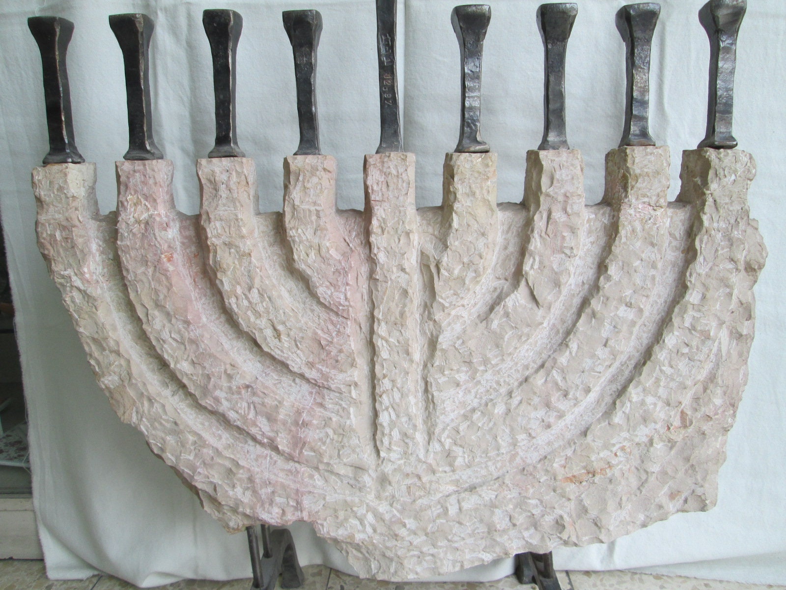 Menorah Sculptured Jerusalem Stone handmade by B. Dov. Etsy