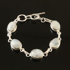Moonstone Bracelet  Natural Moonstone Bracelet Handmade Bracelet  Gemstone Bracelet  925 Sterling Silver Bracelet  Gift For Her / Him