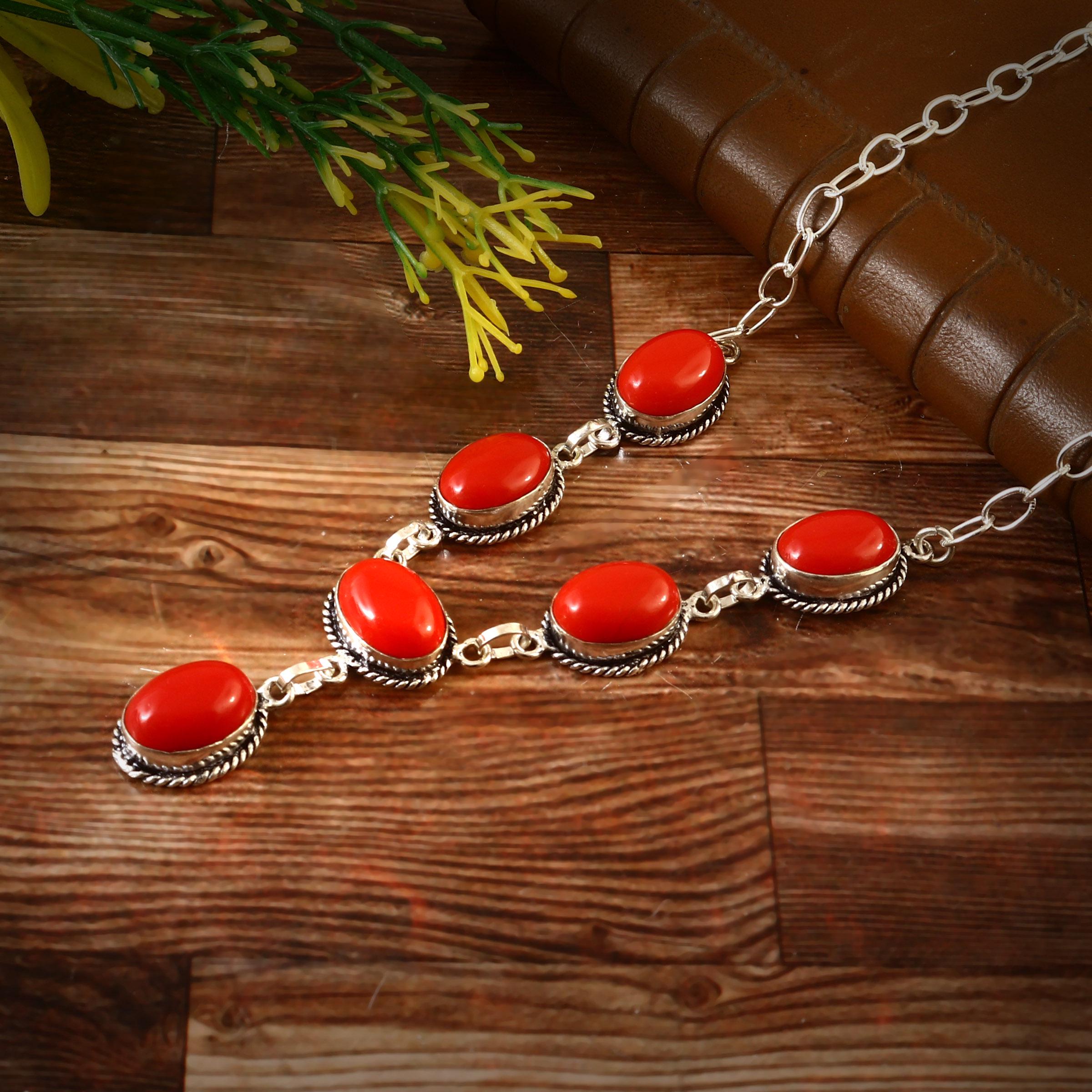 ネックレス・チョーカー NEEDLES Necklace - Red Coral Chunky Red Coral Necklace, Coral and Baroque Pearl Necklace