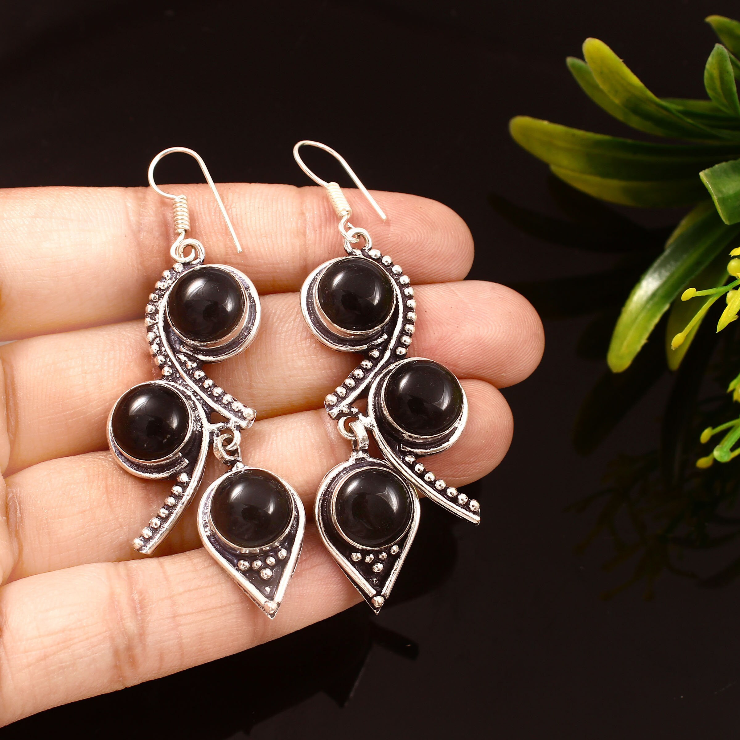 Black Onyx Earring, Handmade Earring, Gift For Her, Women Jewelry, Onyx Jewelry, 925 Sterling Silver, Birthday Gift
