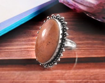 Natürlicher rosa Opalring, Statement-Ring, handgemachter Ring, Ring für Frauen, 925er Sterlingsilber, Geschenk für sie, Geburtstagsgeschenk, Jubiläumsgeschenk
