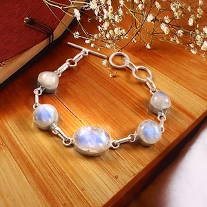 Moonstone Bracelet  Natural Moonstone Bracelet Handmade Bracelet  Gemstone Bracelet  925 Sterling Silver Bracelet  Gift For Her / Him