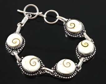 Shiva-schelparmband, Eye of Shiva, Shiva Eye-armband, 925 sterlingzilveren armband, edelsteenarmband, Shiva Eye-armband, handgemaakte armband