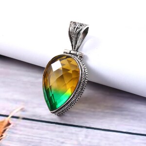 Vintage Doublet Tourmaline Pendant  Handmade Pendant  Gemstone Pendant  925 Sterling Silver Pendant  Gift For Her / Him  Anniversary Gift