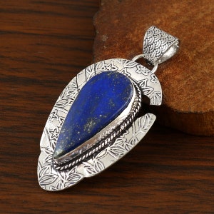 Lapis Lazuli Pendant,925 Sterling Silver Pendant,Gemstone Pendant,Lapis Lazuli Pendant, Handmade Pendant,Pendant For Women,Anniversary Gift
