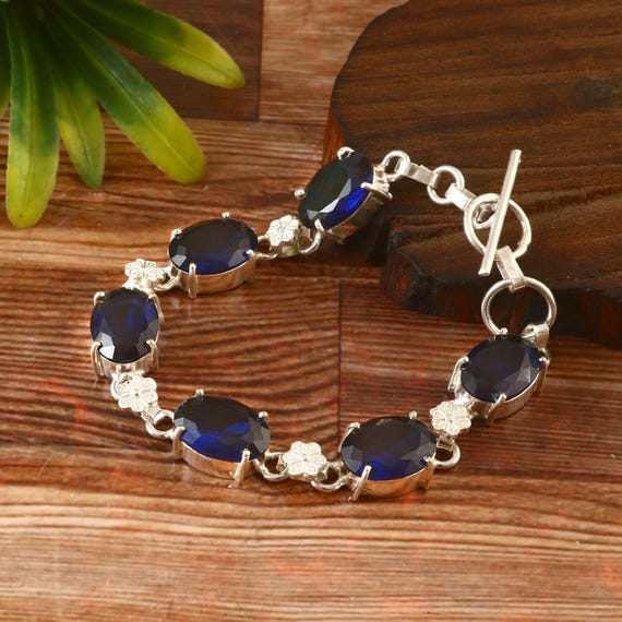 アイオライトブレスレット、ハンドメイドブレスレット、ブルー