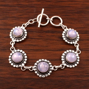 Moonstone Bracelet  Natural Moonstone Bracelet Handmade Bracelet  Gemstone Bracelet  925 Sterling Silver Bracelet  Gift For Her / Him