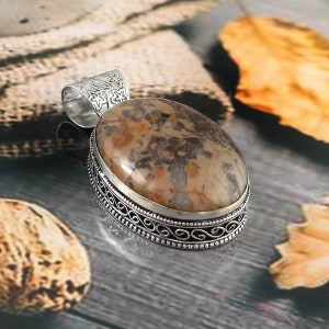 Coco Jasper Pendant, Handmade Pendant, 925 Sterling Silver Pendant,Gift For Her, Women Jewelry,Anniversary gift