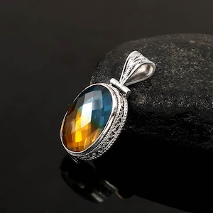 Vintage Doublet Tourmaline Pendant  Handmade Pendant  Gemstone Pendant  925 Sterling Silver Pendant  Gift For Her / Him  Anniversary Gift