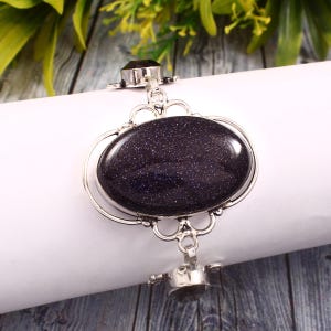 Sunstone/Onyx Bracelet,Handmade Bracelet,Gemstone Bracelet,925 Sterling Silver,Bracelet Gift For Her/Him,Birthday Gift,Valentine&#39;s Day Gift