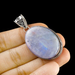 Moonstone Pendant Gemstone Necklace 925 Sterling Silver Pendant Necklace Gemstone Pendant Handmade Gemstone Jewelry Gift