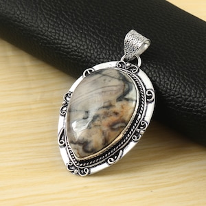 Coco Jasper Pendant, Handmade Pendant, 925 Sterling Silver Pendant,Gift For Her, Women Jewelry,Anniversary gift