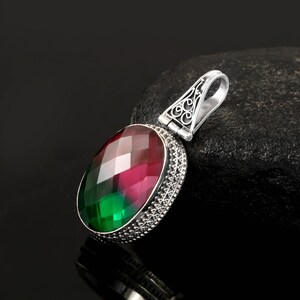 Vintage Doublet Tourmaline Pendant  Handmade Pendant  Gemstone Pendant  925 Sterling Silver Pendant  Gift For Her / Him  Anniversary Gift