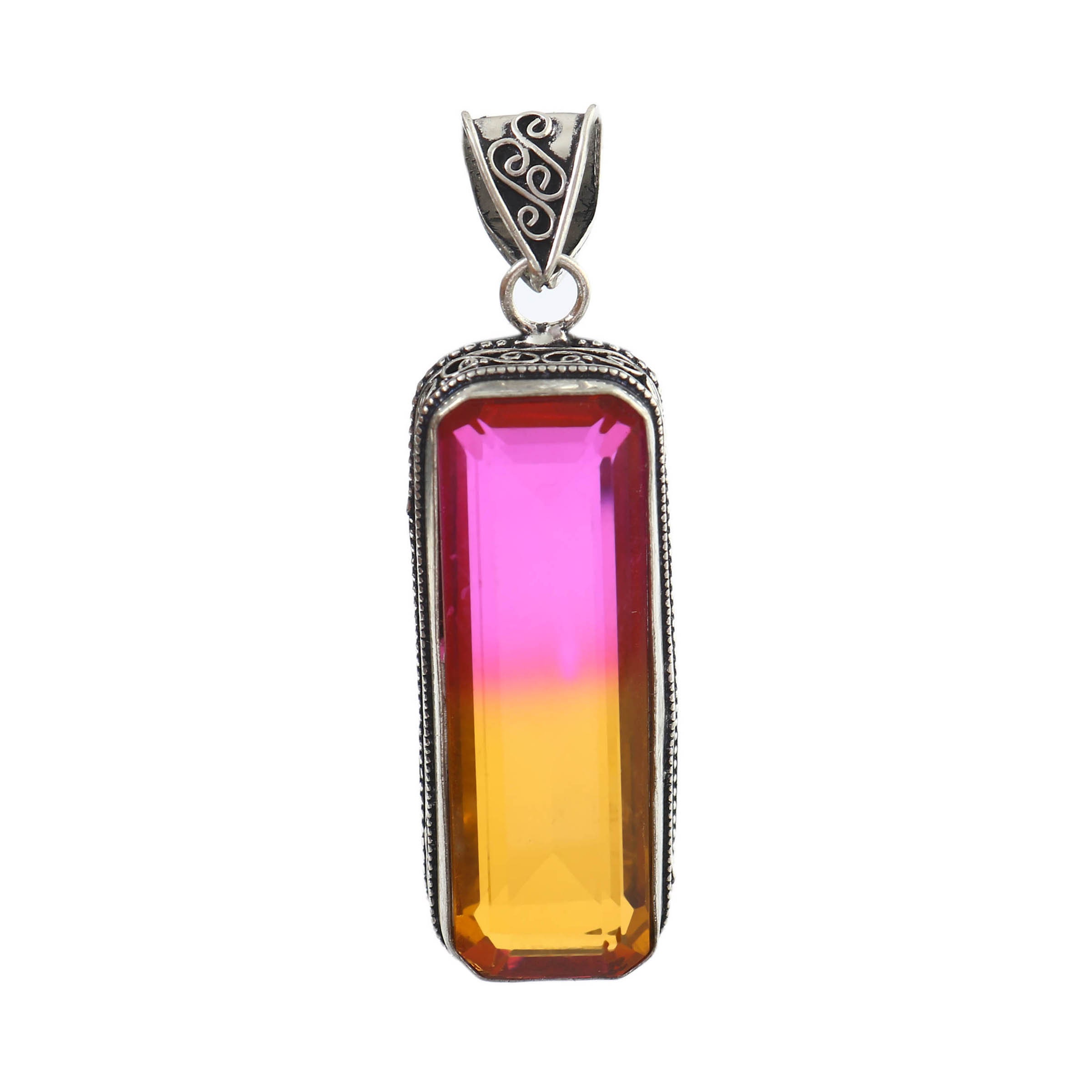 Luckyshine Watermelon Tourmaline Silver Heart Pendant – Lab-Created, Bi-Color, 1.125"