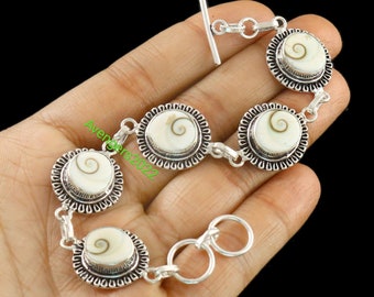 Shiva-schelparmband, Eye of Shiva, Shiva Eye-armband, 925 sterlingzilveren armband, edelsteenarmband, Shiva Eye-armband, handgemaakte armband