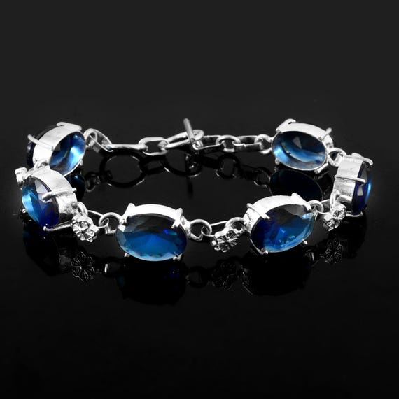 アイオライトブレスレット、ハンドメイドブレスレット、ブルー