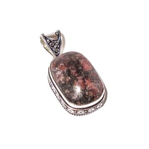 Rhodonite pendant,gemstone pendant,handmade pendant for her,gift for her, 925 sterling silver pendant,mother&#39;s day gift