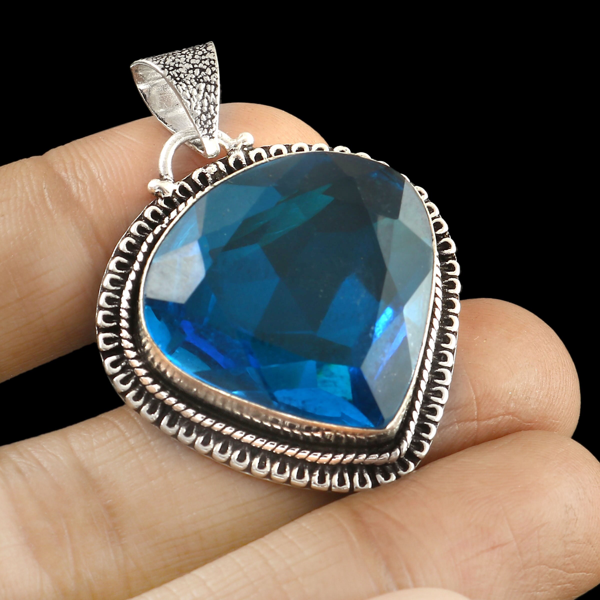 London Blue Topaz Pendant, Heart Shape Pendant Necklace